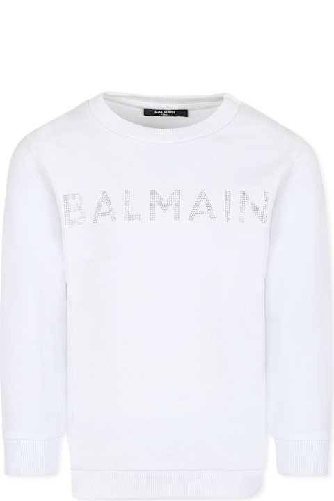 Homeware Balmain White Sweatshirt For Girl With Logo