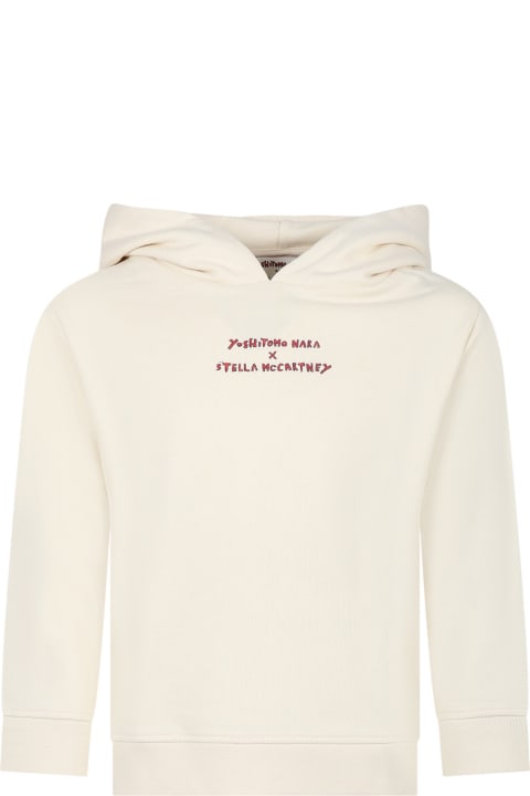 Fashion for Men Stella McCartney Kids Ivory Sweatshirt For Girl With Logo And Print
