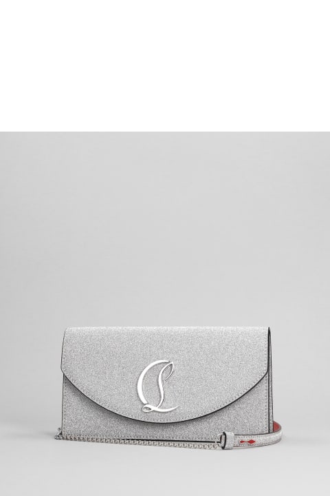 Christian Louboutin Clutches for Women Christian Louboutin Loubi54 Hand Bag In Silver Glitter