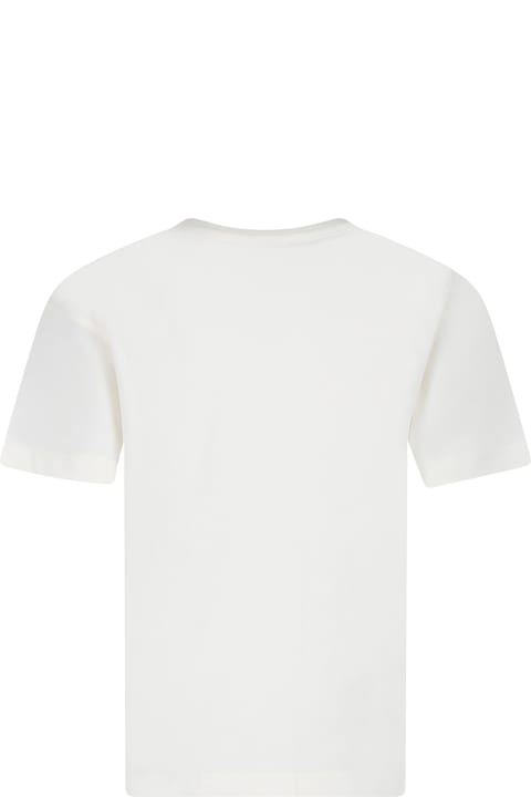 ボーイズ トップス MSGM Ivory T-shirt For Boy With Logo Et Palm Tree Print