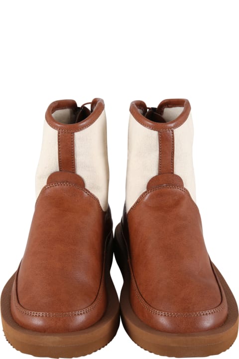 Brown Boots For Kids With Logo