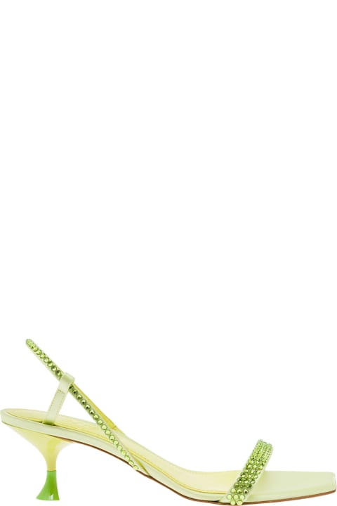 3JUIN Sandals for Women 3JUIN 'eloise' Green Sandals With Rhinestone Embellishment And Spool Heel In Viscose Blend Woman