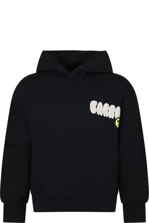 ガールズ Barrowのニットウェア＆スウェットシャツ Barrow Black Sweatshirt For Kids With Bear Logo And Print