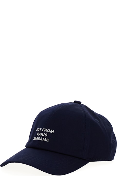 Drôle de Monsieur Accessories for Men Drôle de Monsieur 'la Casquette Slogan' Blue Baseball Cap With Logo Print On The Front In Cotton Man