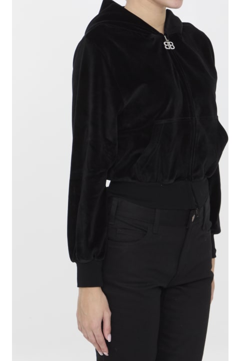 Balenciaga Coats & Jackets for Women Balenciaga Shrunk Zip-up Hoodie