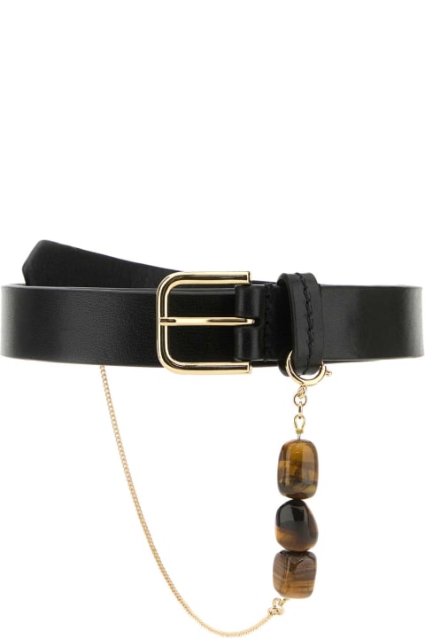 Belts for Men Dries Van Noten Black Leather Belt