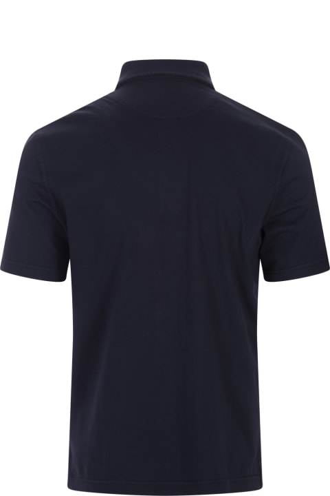Fedeli for Men Fedeli Dark Blue Light Cotton Piquet Polo Shirt