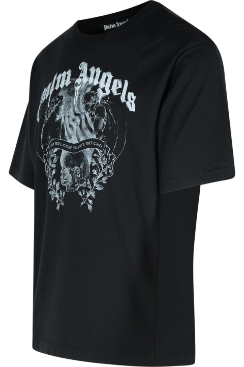 Palm Angels Topwear for Men Palm Angels 'statement' Black Cotton T-shirt