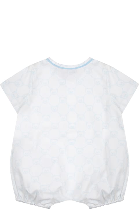 Fashion for Baby Girls Moschino White Romper For Baby Boy With Teddy Bear Pattern And Logo