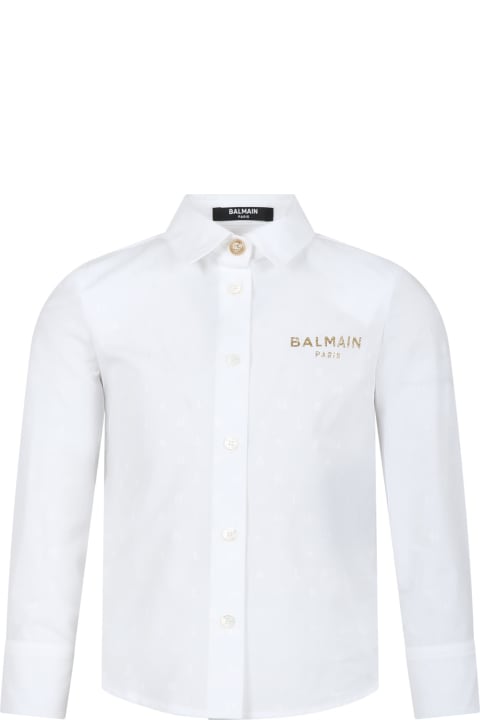 Balmain for Girls Balmain White Shirt For Girl With Logo