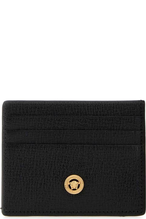 أدوات منزلية Versace Black Leather Medusa Biggie Card Holder