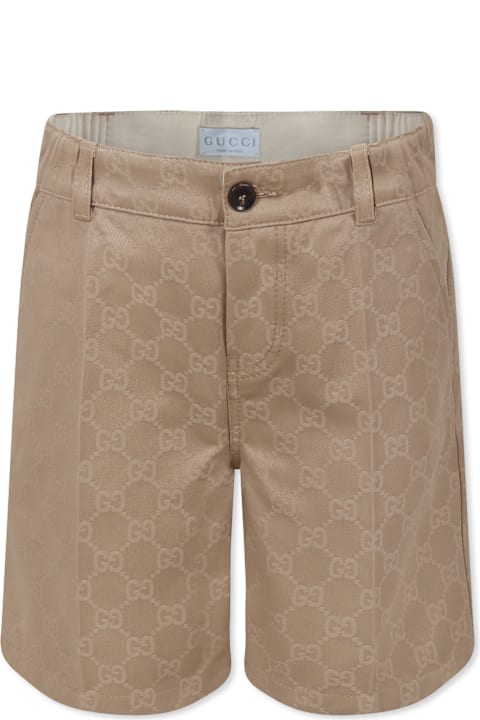 Gucci Bottoms for Boys Gucci Brown Shorts For Boy With Web Detail