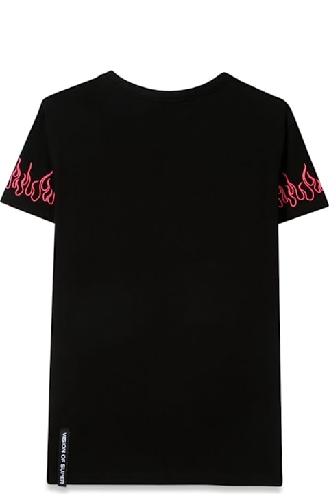 أدوات منزلية Vision of Super Black Embroidered Tshirt Fuchsia Flame