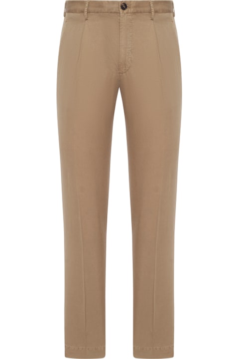 Incotex سراويل لـ القسم الرجالي Incotex Chino Trousers With Linen And Cotton Pleats