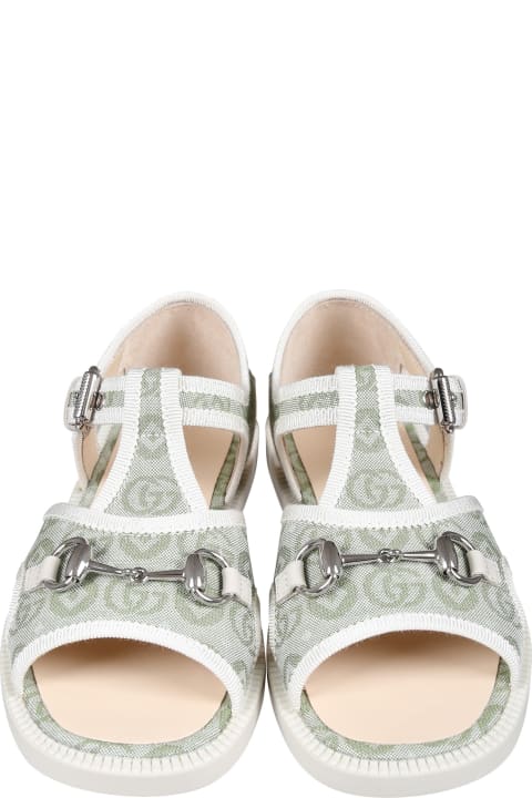 Gucci Shoes for Women Gucci Green Sandals For Kids With Clamp