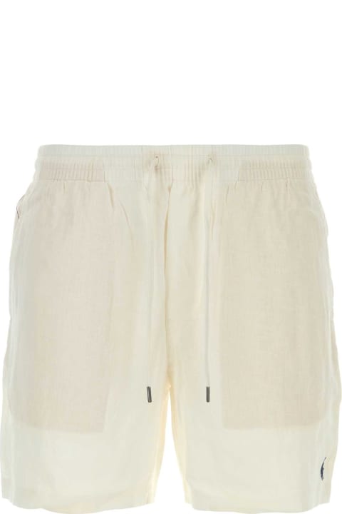 Pants for Men Polo Ralph Lauren White Linen Bermuda Shorts