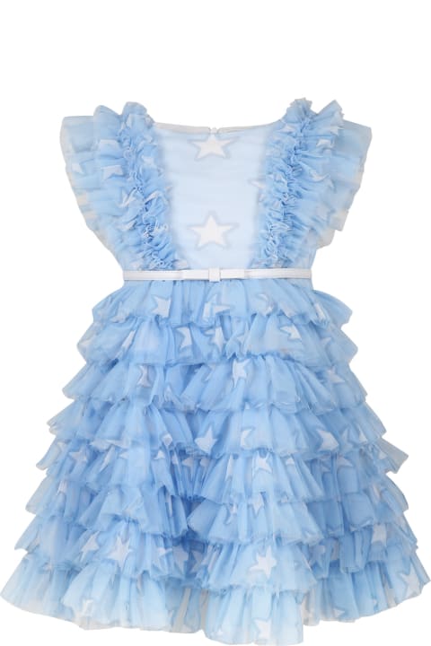 Dresses for Girls Monnalisa Elegant Sky Blue Saloon Dress For Girl