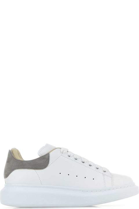 Alexander McQueen Sneakers for Women Alexander McQueen White Leather Sneakers With Grey Suede Heel
