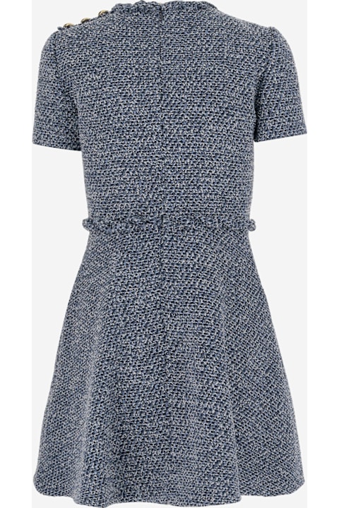 Valentino Women Valentino Textured Tweed Denim Short Dress