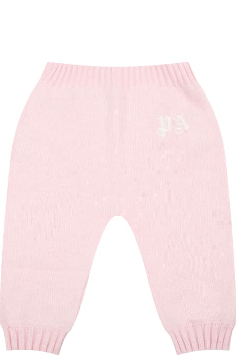 Palm Angels for Kids Palm Angels Pink Trousers For Baby Girl With White Logo