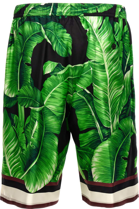 Dolce & Gabbana Pants for Men Dolce & Gabbana Leaves-printed Drawstring Shorts