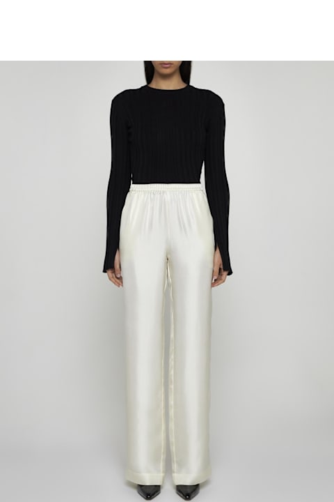 Loulou Studio سراويل طويلة وقصيرة لـ السيدات Loulou Studio Alera Silk Trousers