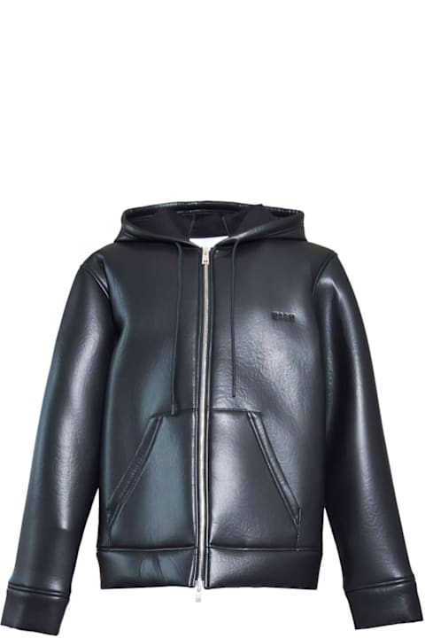 MSGM Coats & Jackets for Men MSGM Logo Embroidered Zip-up Jacket