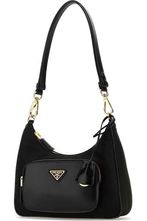 Prada Bags for Women Prada Black Re-nylon And Leather Shoulder Bag