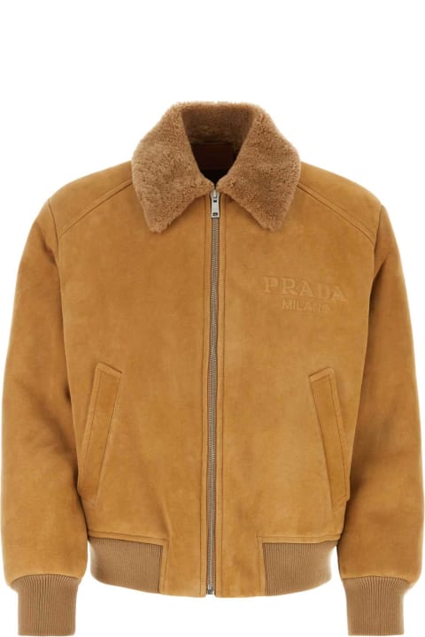 Prada Coats & Jackets for Men Prada Camel Shearling Jacket