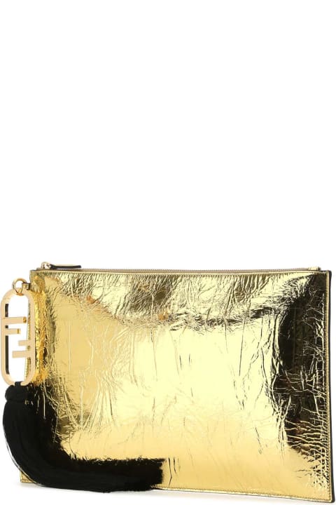 Fendi Gold Leather Clutch | italist