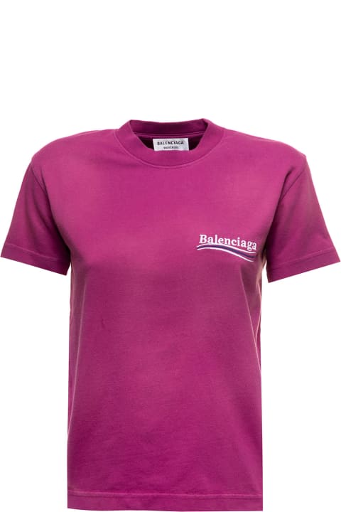 Smil Fit Pink Cotton T-shirt With  Logo Balenciaga Woman