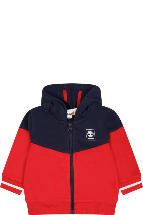 ベビーボーイズ Timberlandのニットウェア＆スウェットシャツ Timberland Red Sweatshirt For Baby Boy With Printed Logo