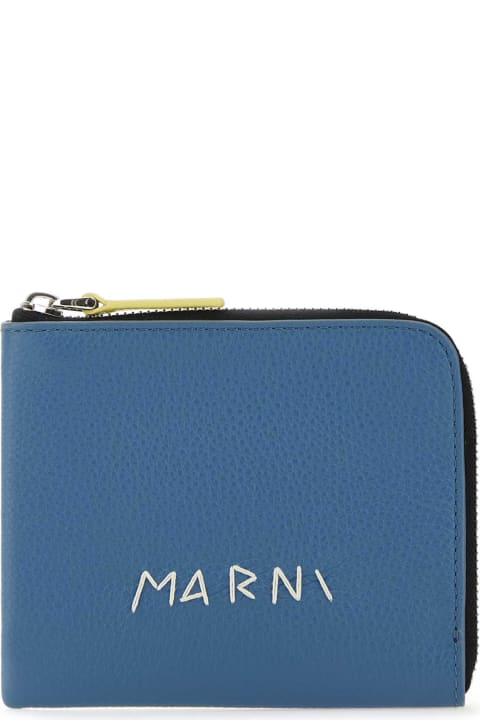 メンズ Marniの財布 Marni Slate Blue Leather Wallet