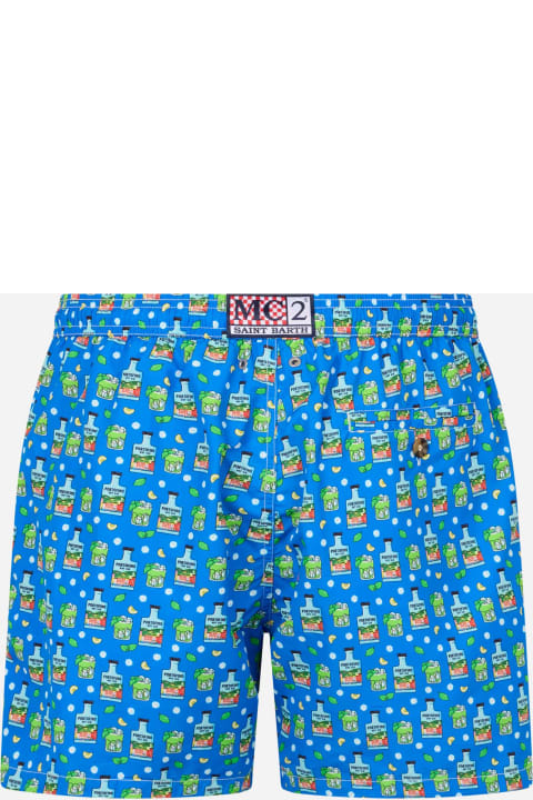 Homeware MC2 Saint Barth Man Lightweight Fabric Swim-shorts Lighting Micro Fantasy With Paloma Portofino Gin Print | Portofino Dry Gin Special Edition