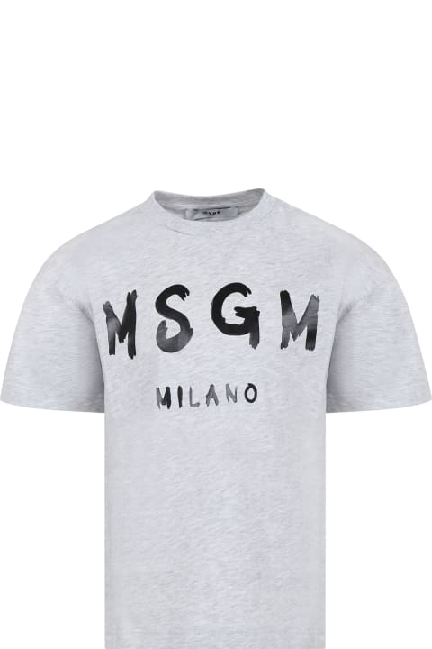 MSGM T-Shirts & Polo Shirts for Boys MSGM Grey T-shirt For Kids With Logo
