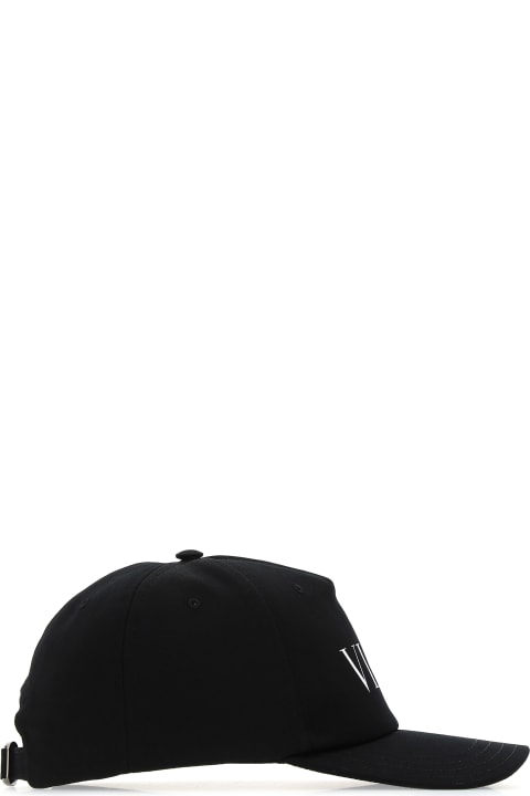 メンズ 帽子 Valentino Garavani Black Cotton Baseball Cap