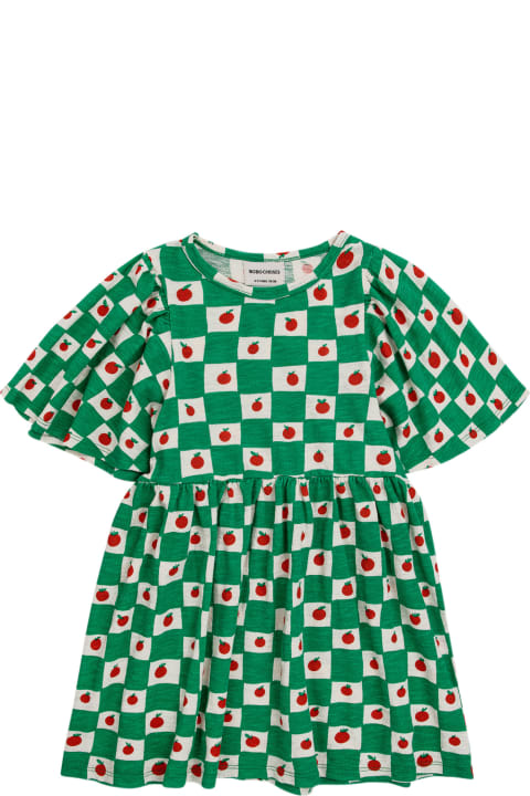 Bobo Choses Dresses for Girls Bobo Choses Green Dress For Girl With Multicolor Pattern