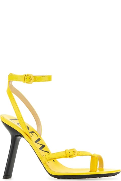 ウィメンズ新着アイテム Loewe Yellow Leather Petal Sandals