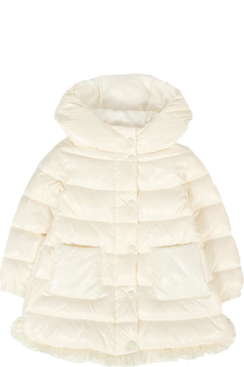 Homeware Moncler Ivory Dufar Down Jacket For Baby Girl With Logo