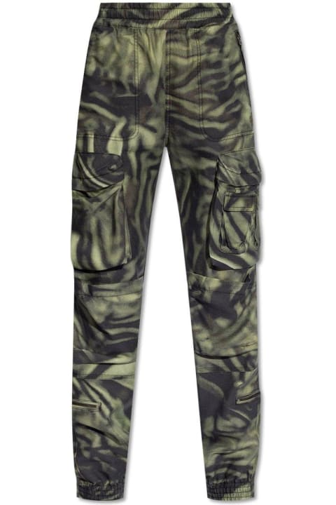 Diesel Pants & Shorts for Women Diesel P-mirow Zebra-camo Printed Cargo Pants