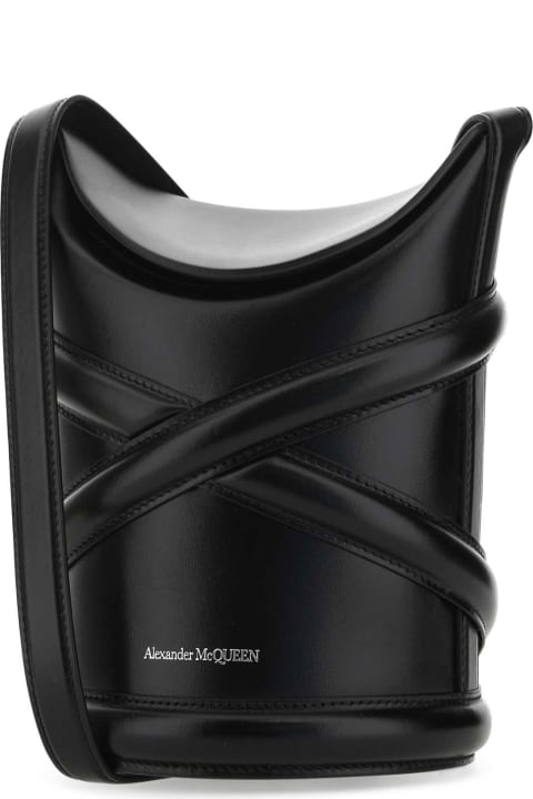 Fashion for Women Alexander McQueen Black Leather The Curve Bucket Bag