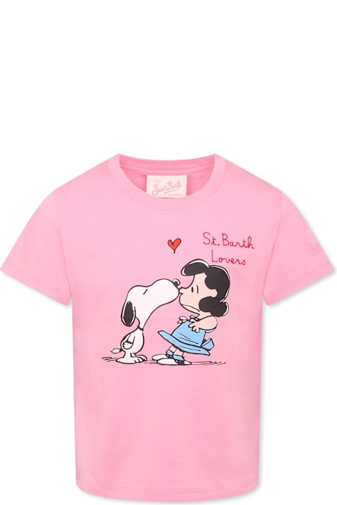 MC2 Saint Barth T-Shirts & Polo Shirts for Girls MC2 Saint Barth Pink T-shirt For Girl With Snoopy