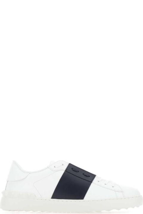 Shoes Sale for Men Valentino Garavani White Leather Open Sneakers With Midnight Blue Band