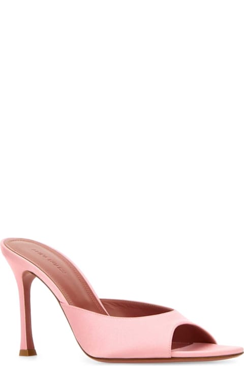 Amina Muaddi Pastel Pink Satin Alexa Mules