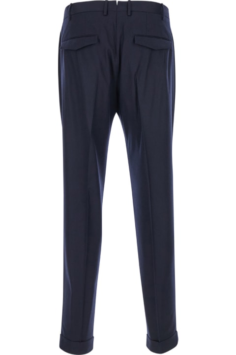 Homeware PT Torino Blue Slim Pants With Concealed Closure In Fabric Man