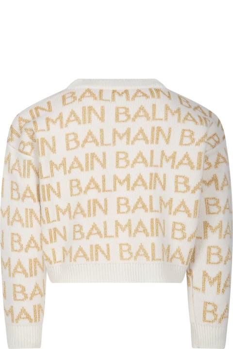 Balmain Sweaters & Sweatshirts for Girls Balmain Ivory Sweater For Girl With Logo