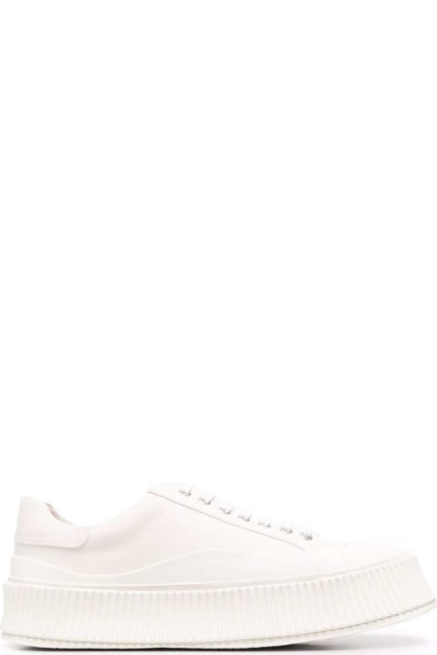 Jil Sander Men's White Cotton Sneakers