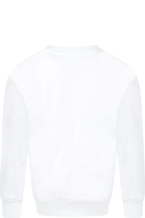 White Sweatshirt For Kids With Logo