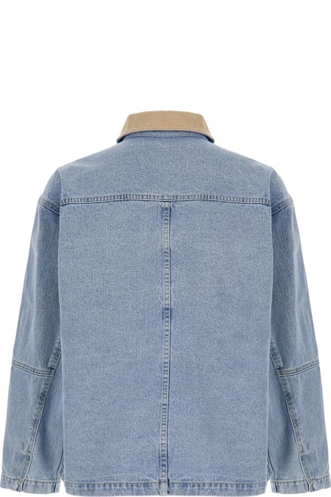 Dunst Coats & Jackets for Men Dunst Light Blue Jacket With Contrast Collar And Patch Pockets On The Chest In Cotton Man