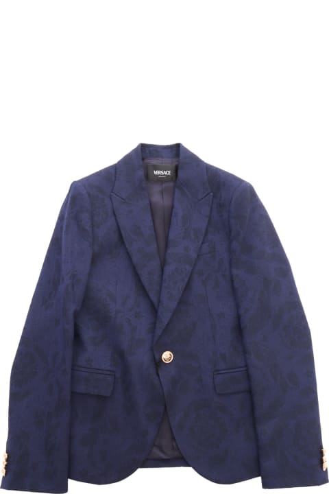 Versace Coats & Jackets for Boys Versace Blue Baroque Print Blazer